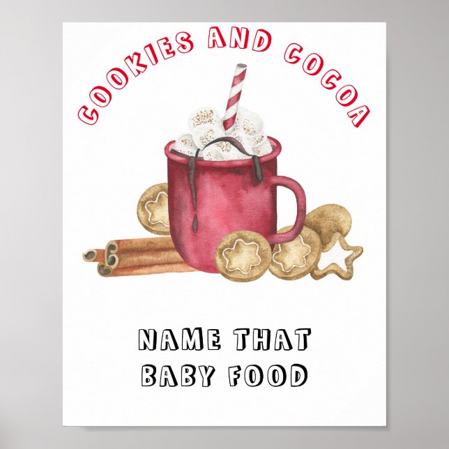 Affiche Fête prénatale "Cookies et cacao" Devinez le nom d (Devant)