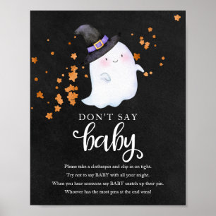 Affiche Fête Prénatale de Bébé Fantôme Halloween Panneau "