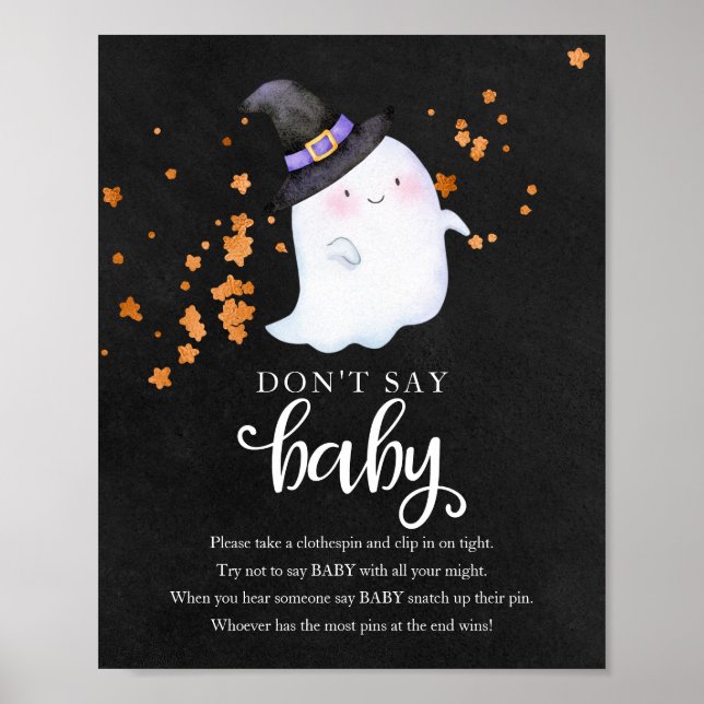 Affiche Fête Prénatale de Bébé Fantôme Halloween Panneau " (Devant)