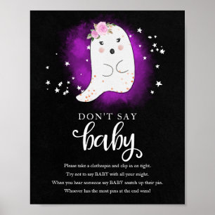 Affiche Fête Prénatale de Bébé Fantôme Halloween Panneau "