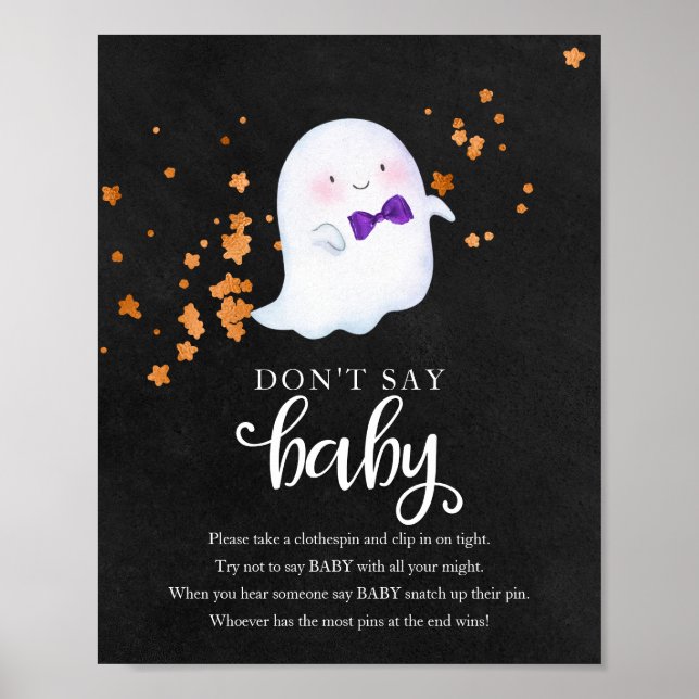 Affiche Fête Prénatale de Bébé Fantôme Halloween Panneau " (Devant)