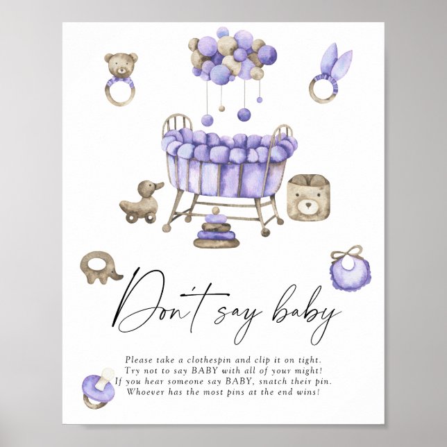 Affiche Fête prénatale de bébé Ne dites pas bébé (Devant)