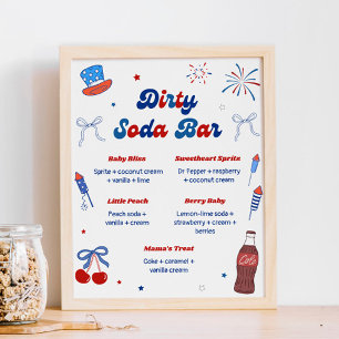 Affiche Fête prénatale du 4 juillet avec un bar de sodas c