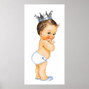 Affiche Fête prénatale du bébé prince brunette