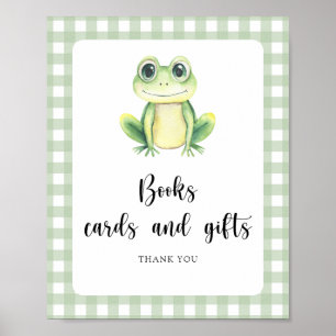 Affiche fête prénatale grenouille - livres cartes et cadea