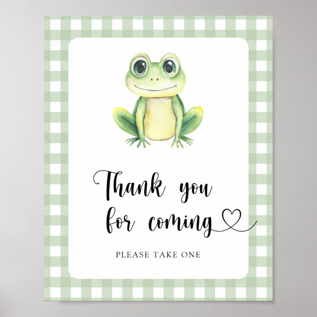 Affiche Fête prénatale grenouille - Merci d'être venu (Devant)