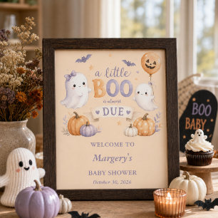 Affiche Fête Prénatale Petits Fantômes d'Halloween pour Bé