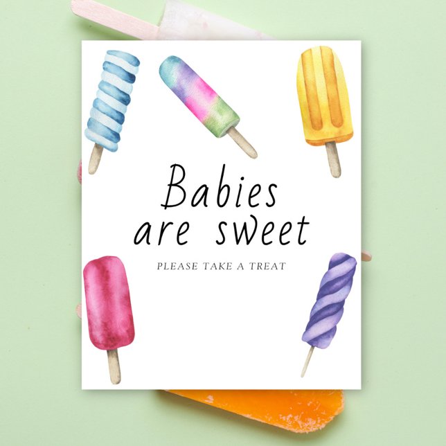 Affiche Fête prénatale Popsicle - les bébés sont doux (Créateur téléchargé)