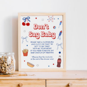 Affiche Fête prénatale pour fille du 4 juillet Ne dites pa