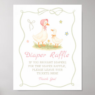 Affiche Fête Prénatale Rose Mère l'Oie Tirage au Sort de C