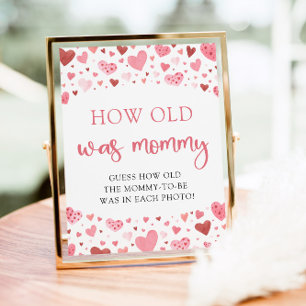 Affiche Fête Prénatale Rose pour Bébé Saint Valentin Quel