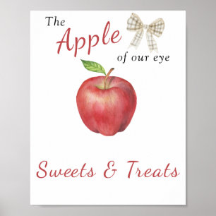 Affiche Fête prénatale sur le thème Apple - Sucreries et f