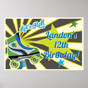 Affiche Fête rétro de derby en patins à roulettes
