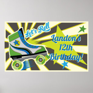 Affiche Fête rétro de derby en patins à roulettes