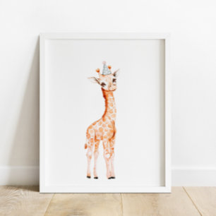 Affiche Fête Safari sauvage Giraffe Animaux Anniversaire
