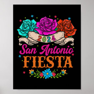 Affiche Fête San Antonio Texas Roses Drôle Fiesta Mexicain