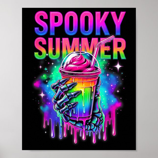 Affiche Fête squelette des vibes Summerween Boissons d'été (Devant)