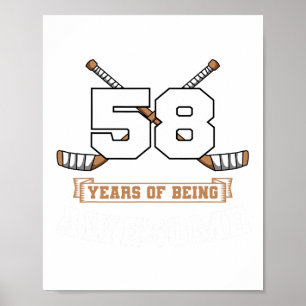 Affiche Fête Thème Sportif 58e Anniversaire Hockey sur Gla