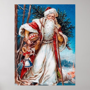Affiche fête vintage Noël Père Noël Holiday