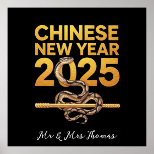 Affiche Fêter Le Nouvel An Chinois 2025 Année Du Serpent