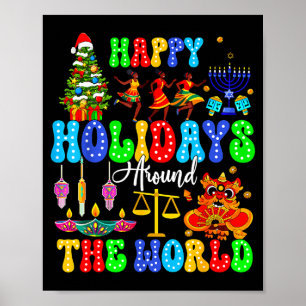 Affiche Fêtes autour du monde Noël Hanukkah Kwanzaa Diwali