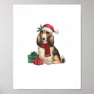 Affiche Fêtes de Noël de Chien de Hound Afghan Père Noël D