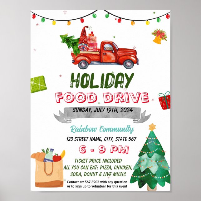 Affiche Fêtes de Noël nourriture Drive événement modèle (Devant)