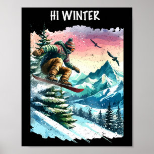 Affiche Fêtes d'hiver Snowboard Noël Noël Snowboa
