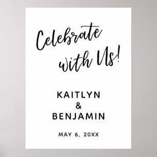 Affiche Fêtez avec nous ! Signe Mariage de typographie sim