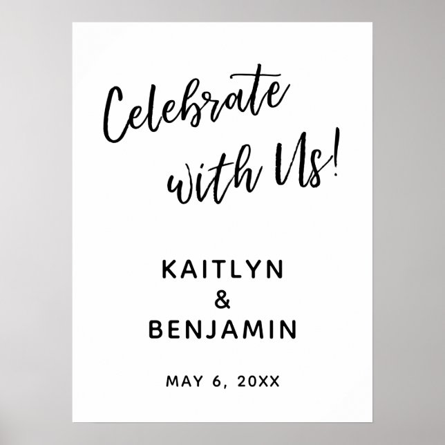 Affiche Fêtez avec nous ! Signe Mariage de typographie sim (Devant)