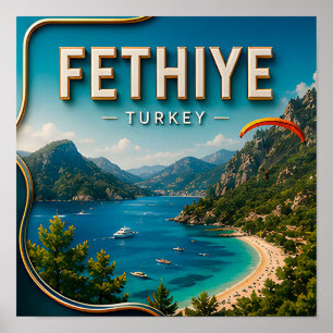 Affiche Fethiye Turquie Côte Méditerranéenne Voyage Paysag