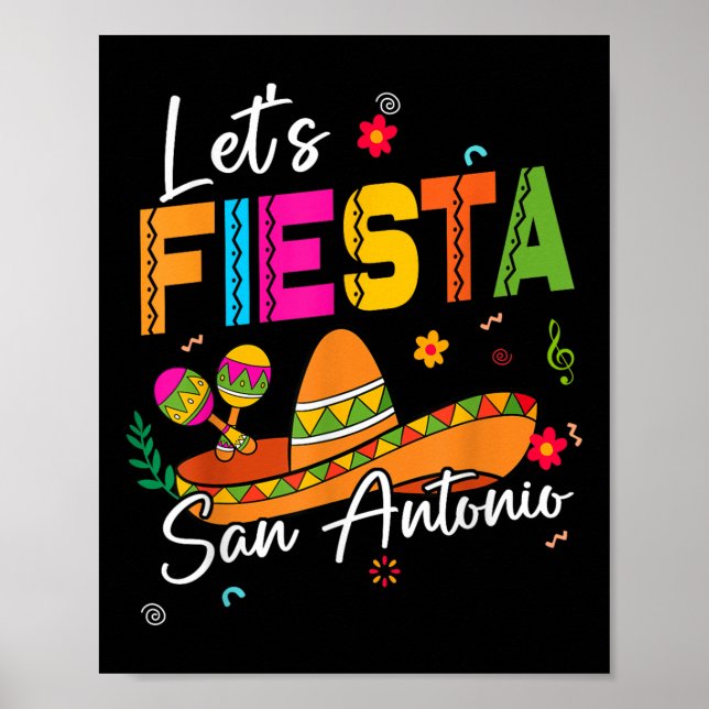 Affiche Fetons Fiesta San Antonio Texas Cinco De Mayo Mexi (Devant)