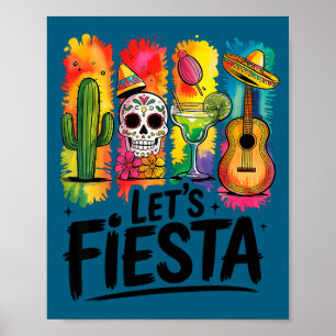 Affiche Fêtons le cinq mai crâne de margarita mexicaine