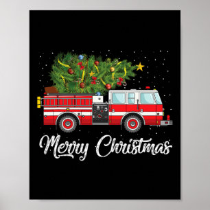 Affiche Feu Camion Xmas Tree Funny Firefighter cadeau Joye