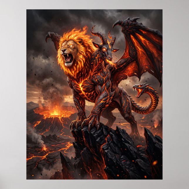 Affiche Feu Chimère Mythique Caldera Art (Devant)