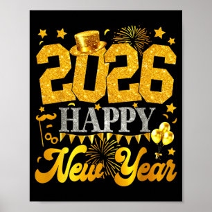 Affiche Feu d'artifice de fête du Nouvel An 2026 Nouvel An