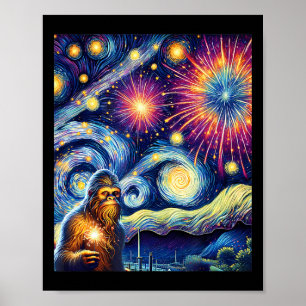 Affiche Feu d'artifice de nuit 4 juillet Bigfoot Quatrième