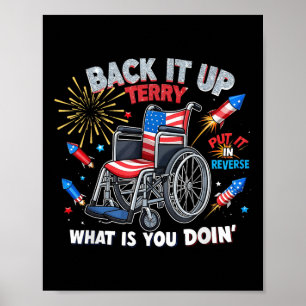 Affiche Feu d'artifice drôle de chaise roulante patriotiqu