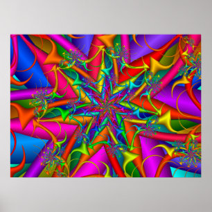 Affiche Feu d'artifice fractal coloré