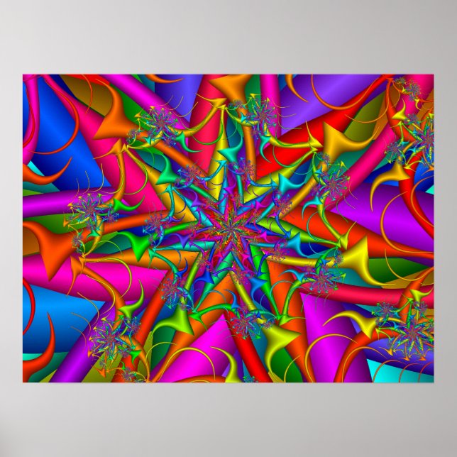Affiche Feu d'artifice fractal coloré (Devant)