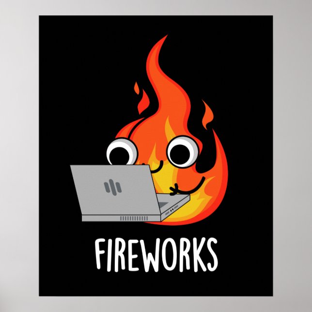 Affiche Feu d'artifice Funky Fire Flame Pun Dark BG (Devant)