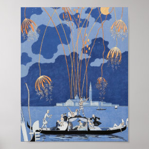 Affiche Feu D'Artifice George Barbier À Venise 1924