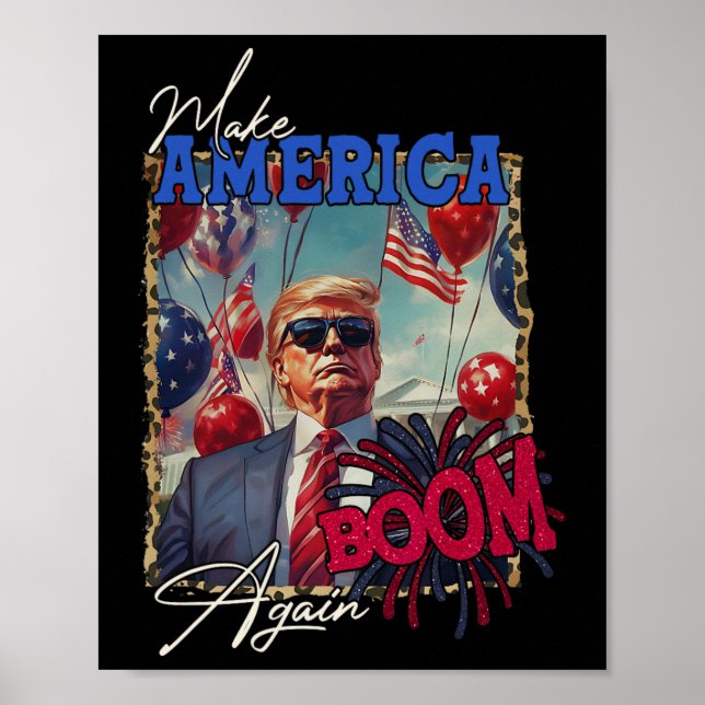 Affiche Feu d'artifice patriotique de Donald Trump pour le (Devant)