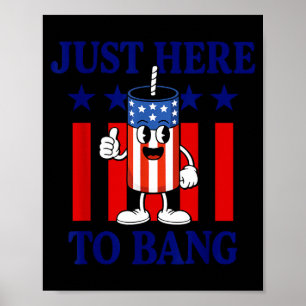 Affiche Feu d'artifice patriotique humour usa juste ici po