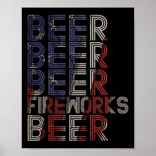 Affiche Feu de bière Retro 4 juillet Parade de fête Dragon