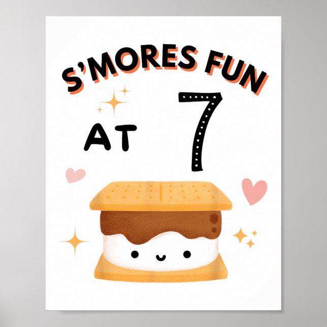 Affiche Feu de camp amusant Anniversaire 7 ans Campeur 7èm (Devant)