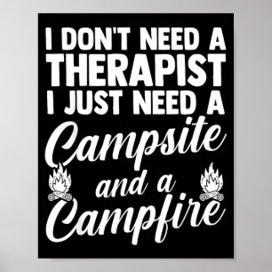 Affiche Feu de camp camping vie en forêt campeur 