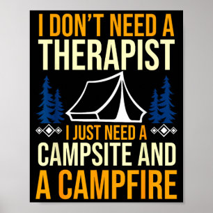 Affiche Feu de camp de camping vie en forêt campeur 