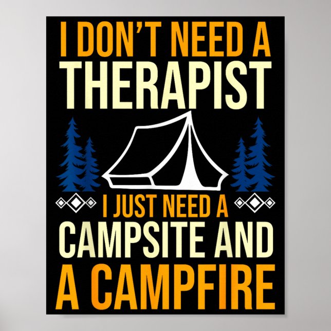 Affiche Feu de camp de camping vie en forêt campeur  (Devant)