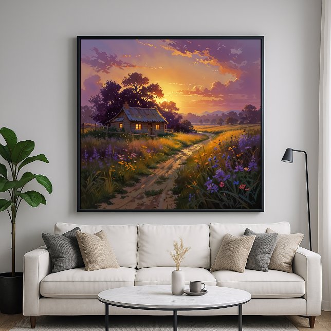 Affiche Feu de campagne - Paysage de style peint (Créateur téléchargé)